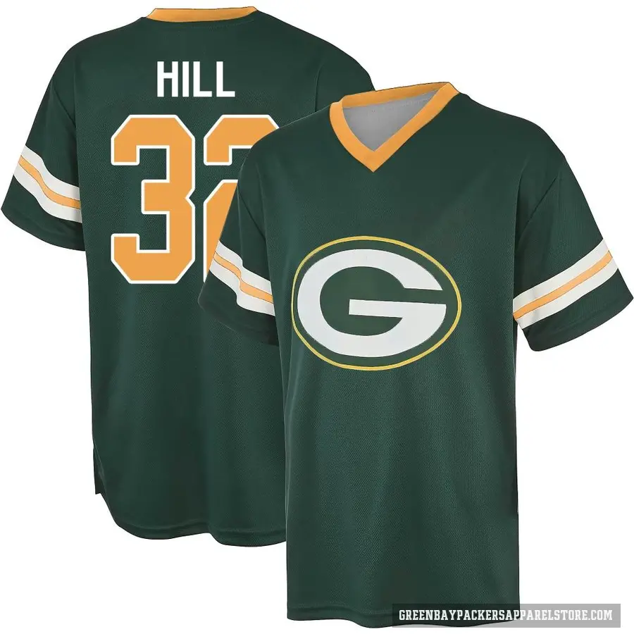 Youth ＃32 Kylin Hill Green Bay Packers Green Game Day V-Neck T-Shirt