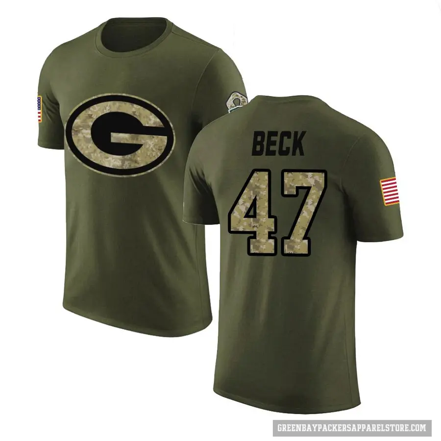 Youth ＃47 Andrew Beck Green Bay Packers Olive Salute to Service T-Shirt