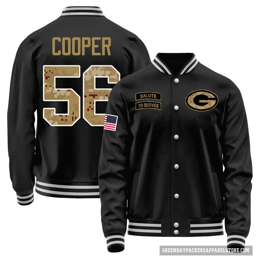 Youth ＃56 Edgerrin Cooper Green Bay Packers Black Salute to Service Sideline Performance Jacket