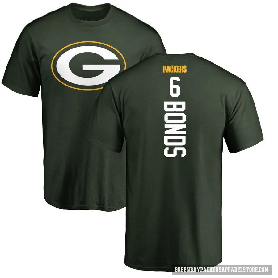 Youth ＃6 Jadakis Bonds Green Bay Packers Green Backer T-Shirt